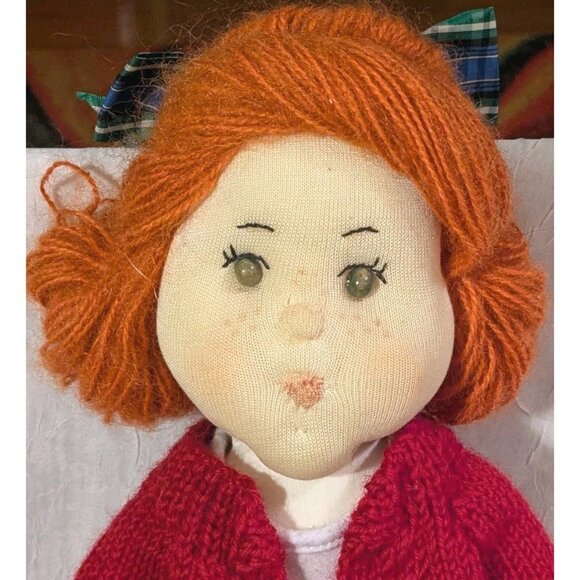 Handmade Doll Stockinette Schoolgirl Redhead Soft Sculpted Freckles Pouty 19" - Picture 9 of 16